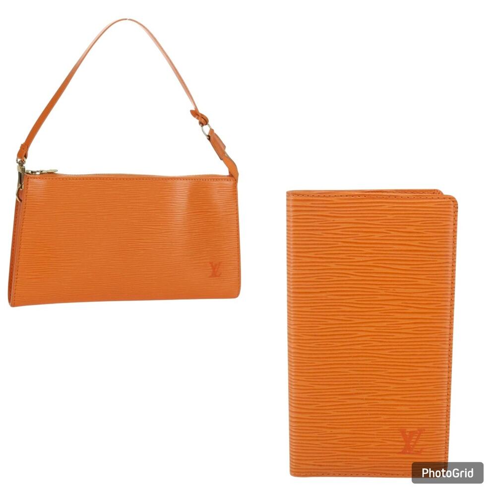 Louis Vuitton Epi Leather Mandarin Bundle: Pochette Accessories and Wallet